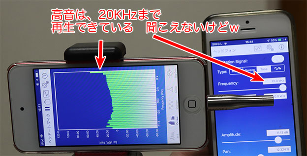 Creative Stage V2の高音テスト 20KHzまで再生できている