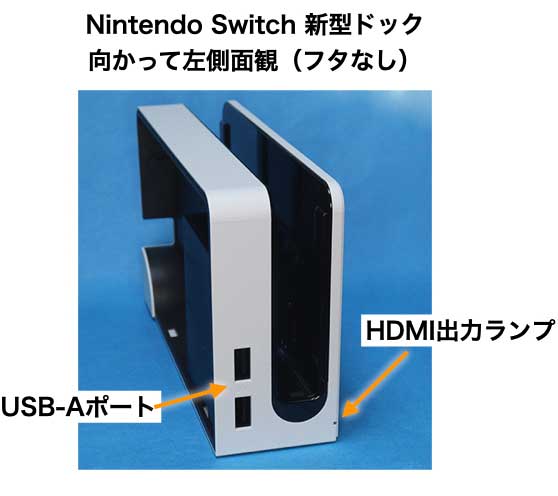 有機EL 付属 Nintendo Switch新型ドック　向かって左側面観 USBポート