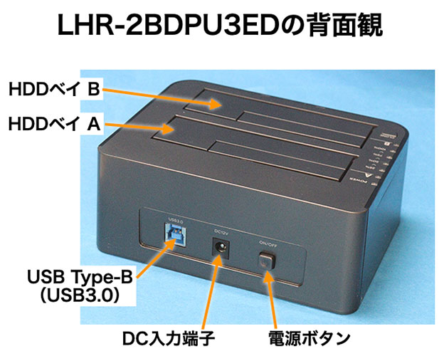 LHR-2BDPU3ED の背面観 ポート 端子