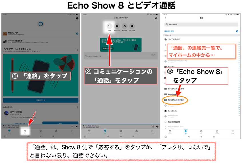 Echo Show 8 第2世代 通話 ビデオ通話のやり方