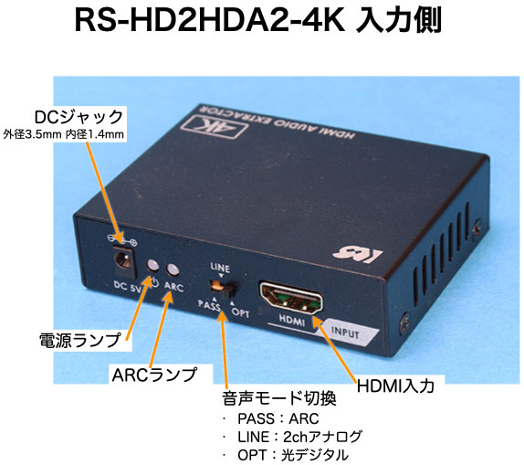 ラトック RS-HD2HDA2-4K 入力側
