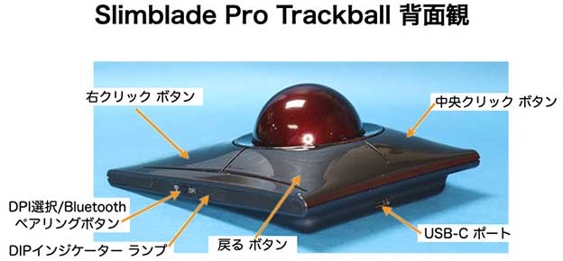 Kensington Slimblade Pro Trackball 背面観