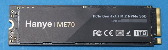 中国 Hanye ME70 M.2 NVMe SSD、PCIe Gen 4× 4