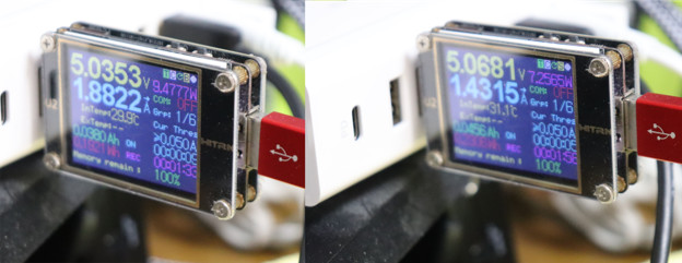 エレコム USB充電器 EC-ACD05WHのUSB端子の出力が違うことがある。